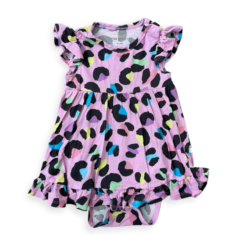 Posh Peanut Baby Girl Purple Leopard Dress 18-24M Girl